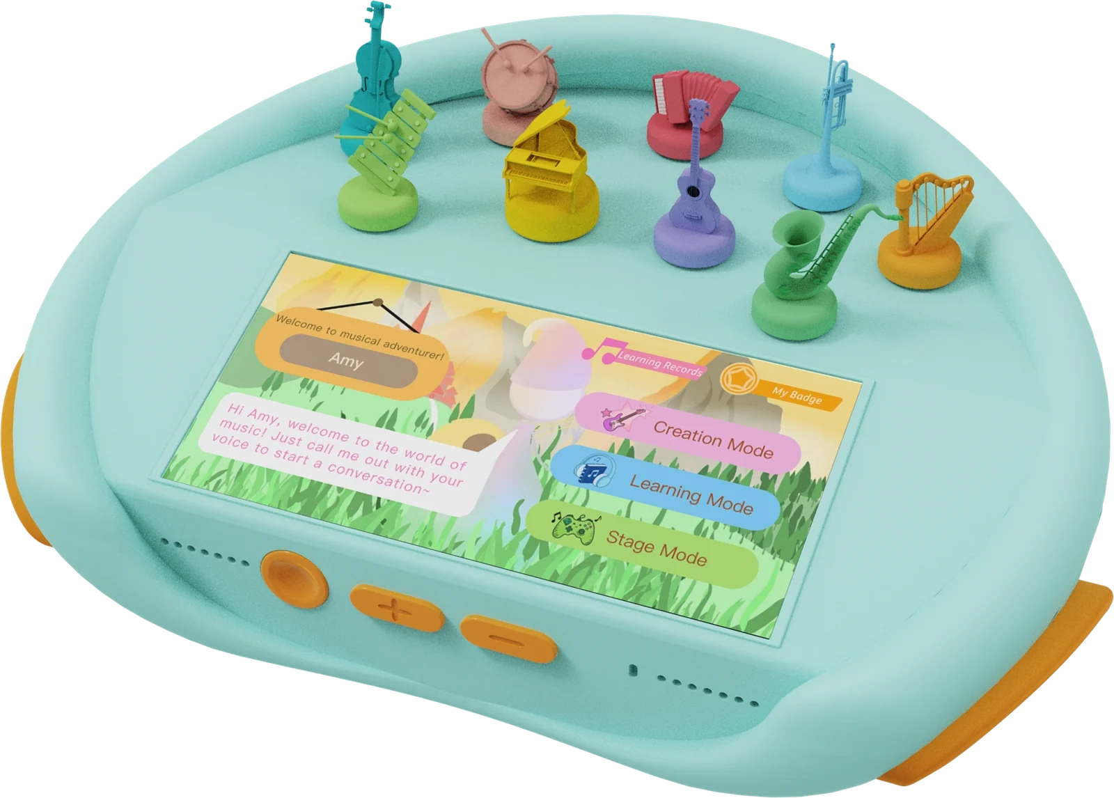 Complete original Melody Mate with all eight instrument tokens, original screen and orange controls